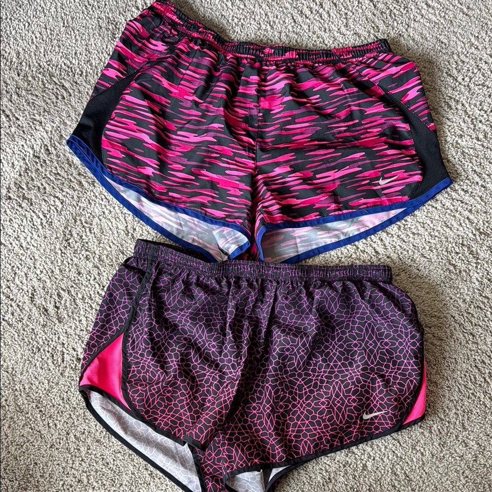 Nike Women's Pink and Black Running Shorts